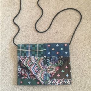 Vintage cloth linen cross body and clutch purse